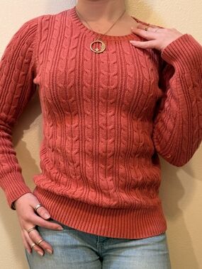 St. John's Bay Coral Cable-Knit Crew Sweater